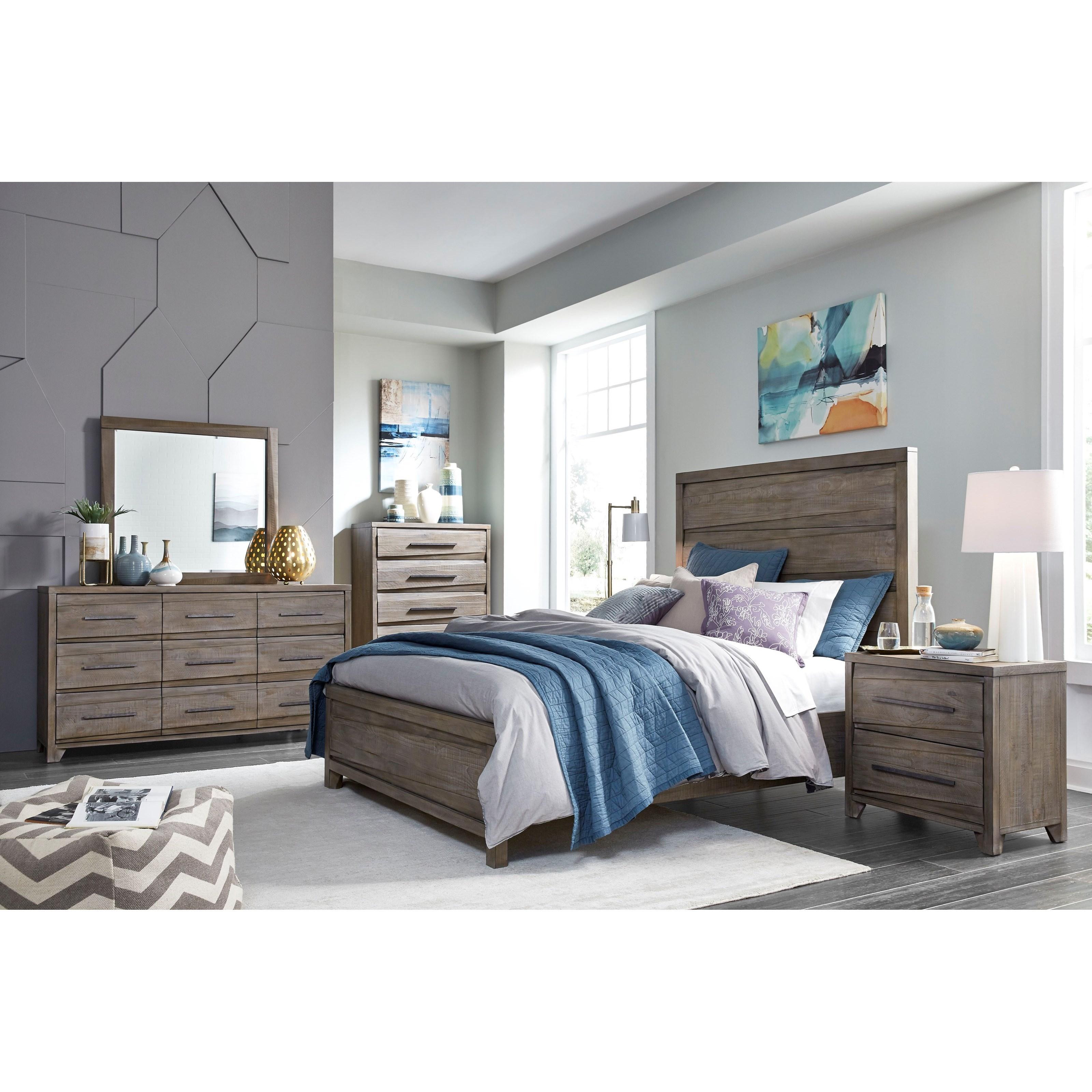 

    
Rustic Style Sahara Tan Finish Panel King Bedroom Set 4Pcs HEARST by Modus Furniture
