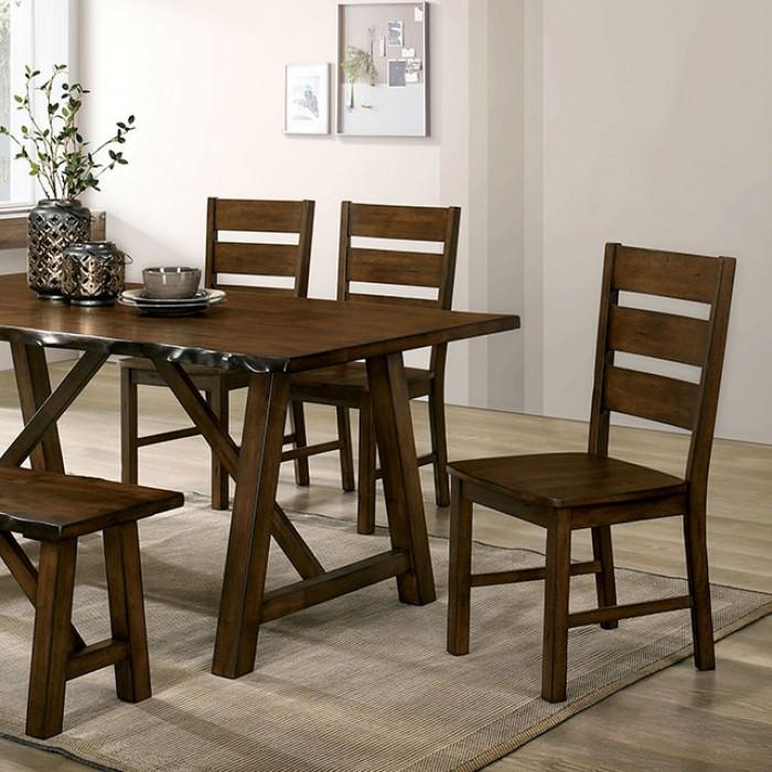 

    
Rustic Walnut Solid Wood MAPLETON Dining Table & DULCE Side Chair Furniture of America CM3484T-Set-5
