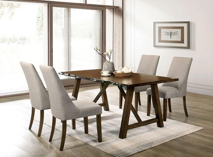 

    
Rustic Walnut Solid Wood MAPLETON Dining Table & WOODWORTH Padded Chairs Furniture of America CM3484T-Set-5
