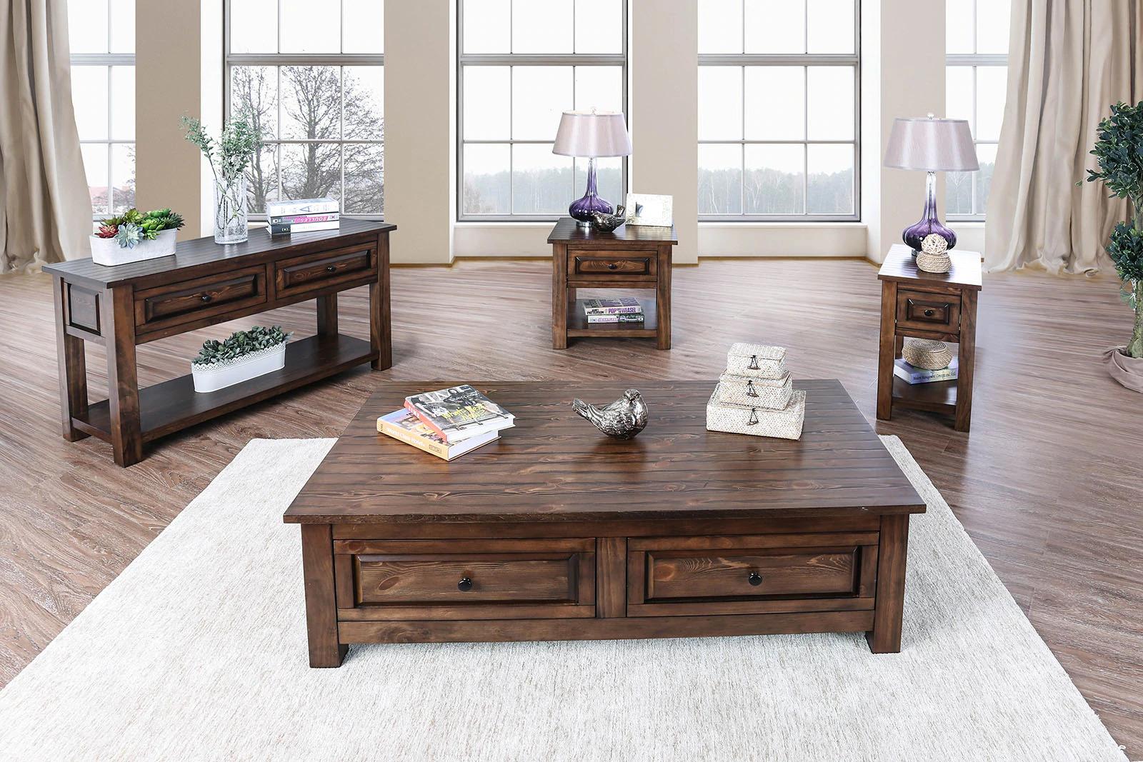 

    
Rustic Walnut Solid Wood Sofa Table Furniture of America CM4613S Annabel
