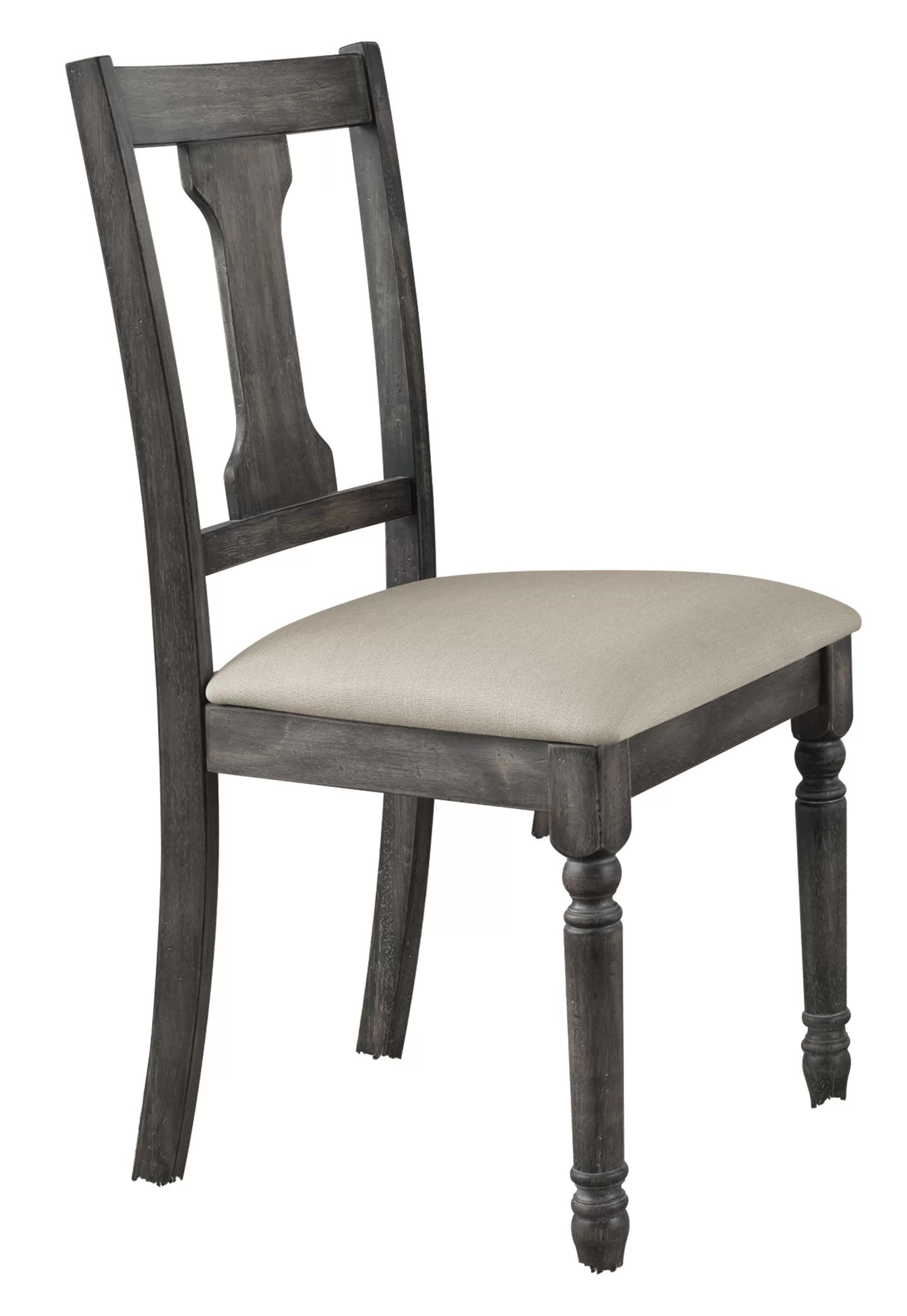 Contemporary, Rustic Side Chair Set Wallace 71437-2pcs in Gray Linen