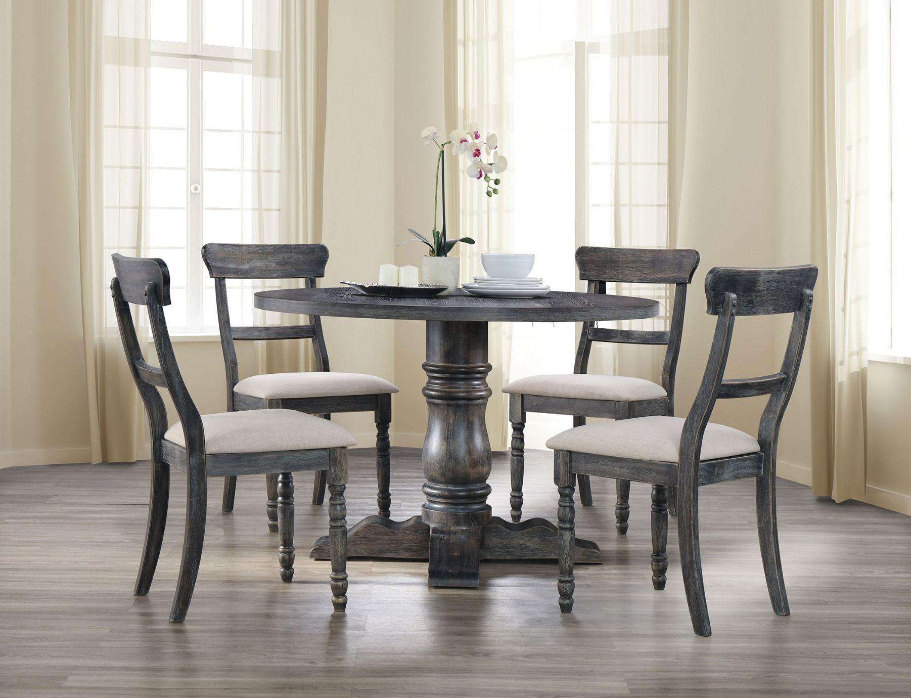 

    
Rustic Weathered Gray Dining Room Set by Acme Leventis 74640-5pcs
