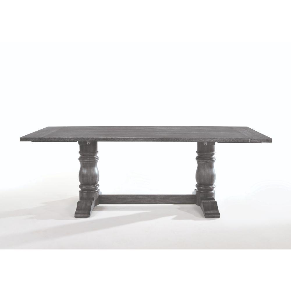 

    
Rustic Weathered Gray Dining Table by Acme Leventis 66180
