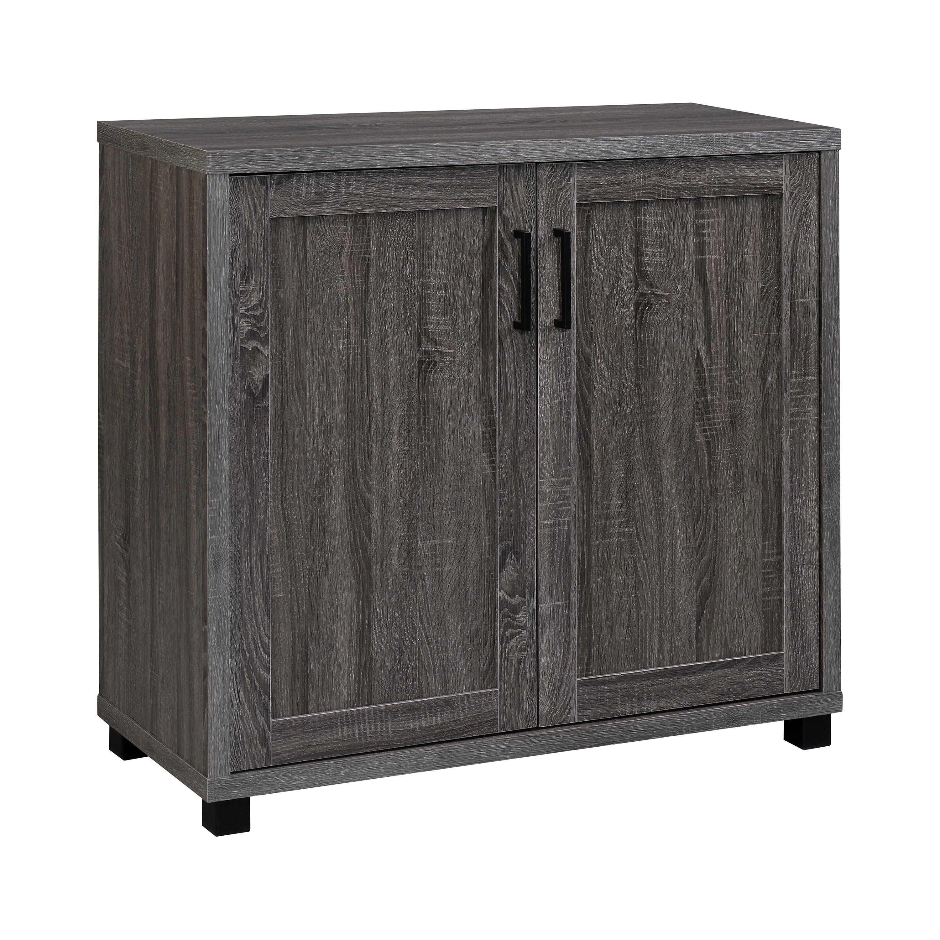 

    
Rustic Weathered Gray Finish Wood Accent Cabinet Coaster 951046

