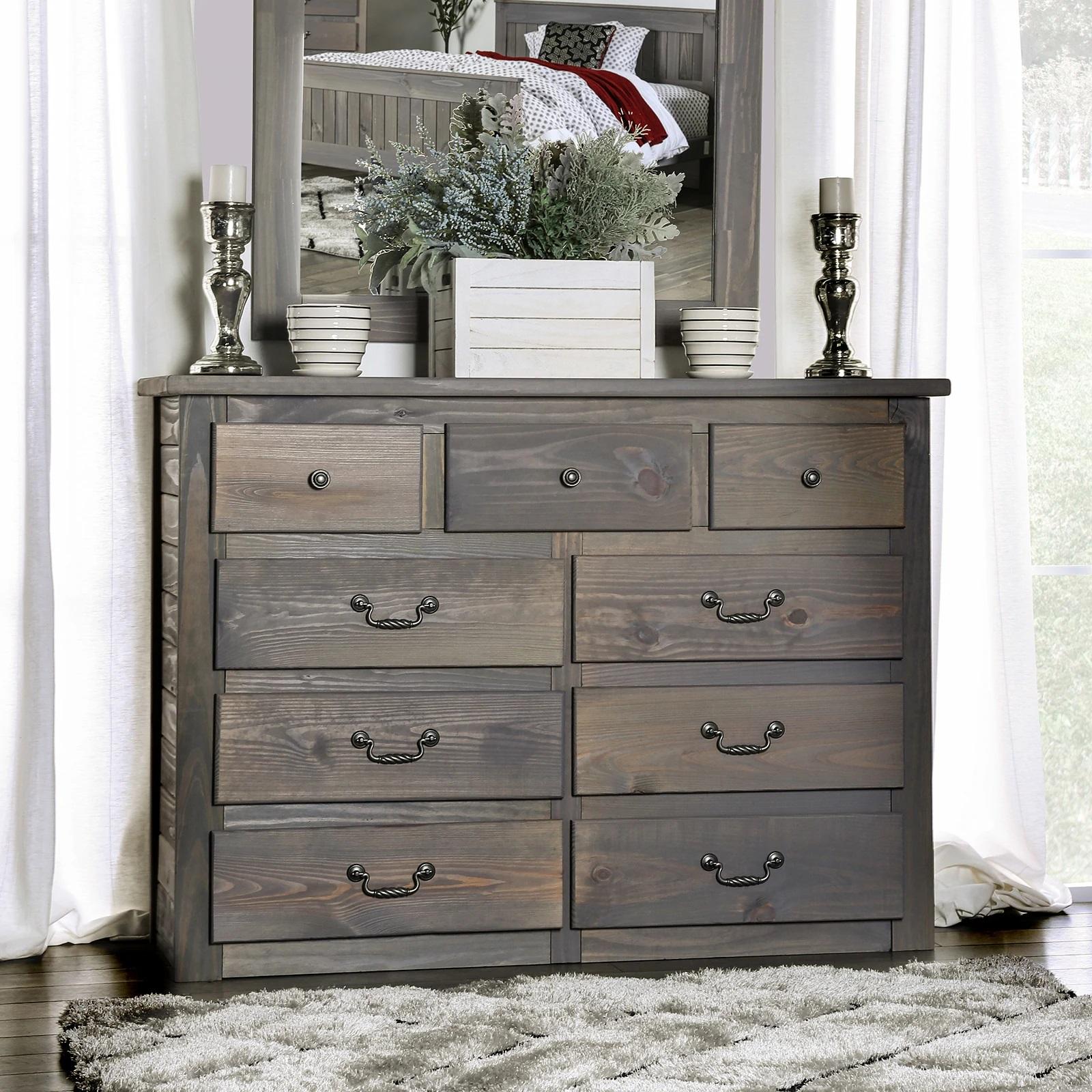 

    
Rustic Weathered Gray Pine Wood Dresser Furniture of America AM7973D Rockwall
