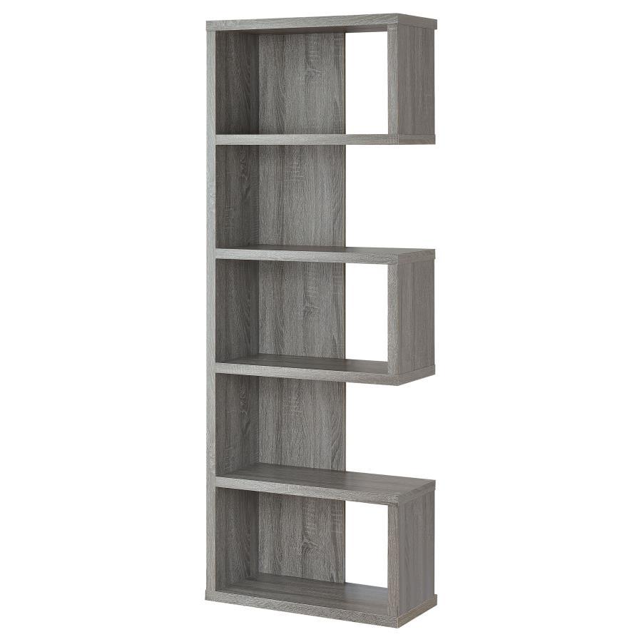 

    
Rustic Weathered Gray Wood Bookcase Coaster 800552 Joey
