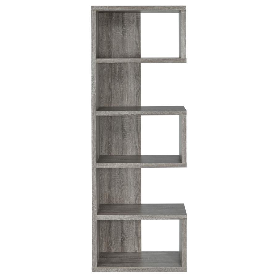 

    
Rustic Weathered Gray Wood Bookcase Coaster 800552 Joey
