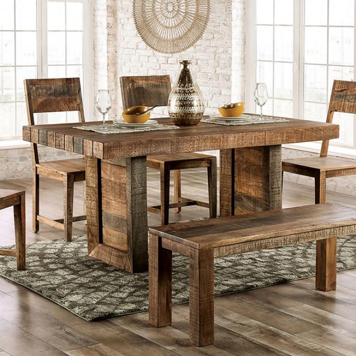 

    
Rustic Weathered Light Natural Mango Hardwood Dining Room Set 6pcs Furniture of America FOA51029 Galanthus
