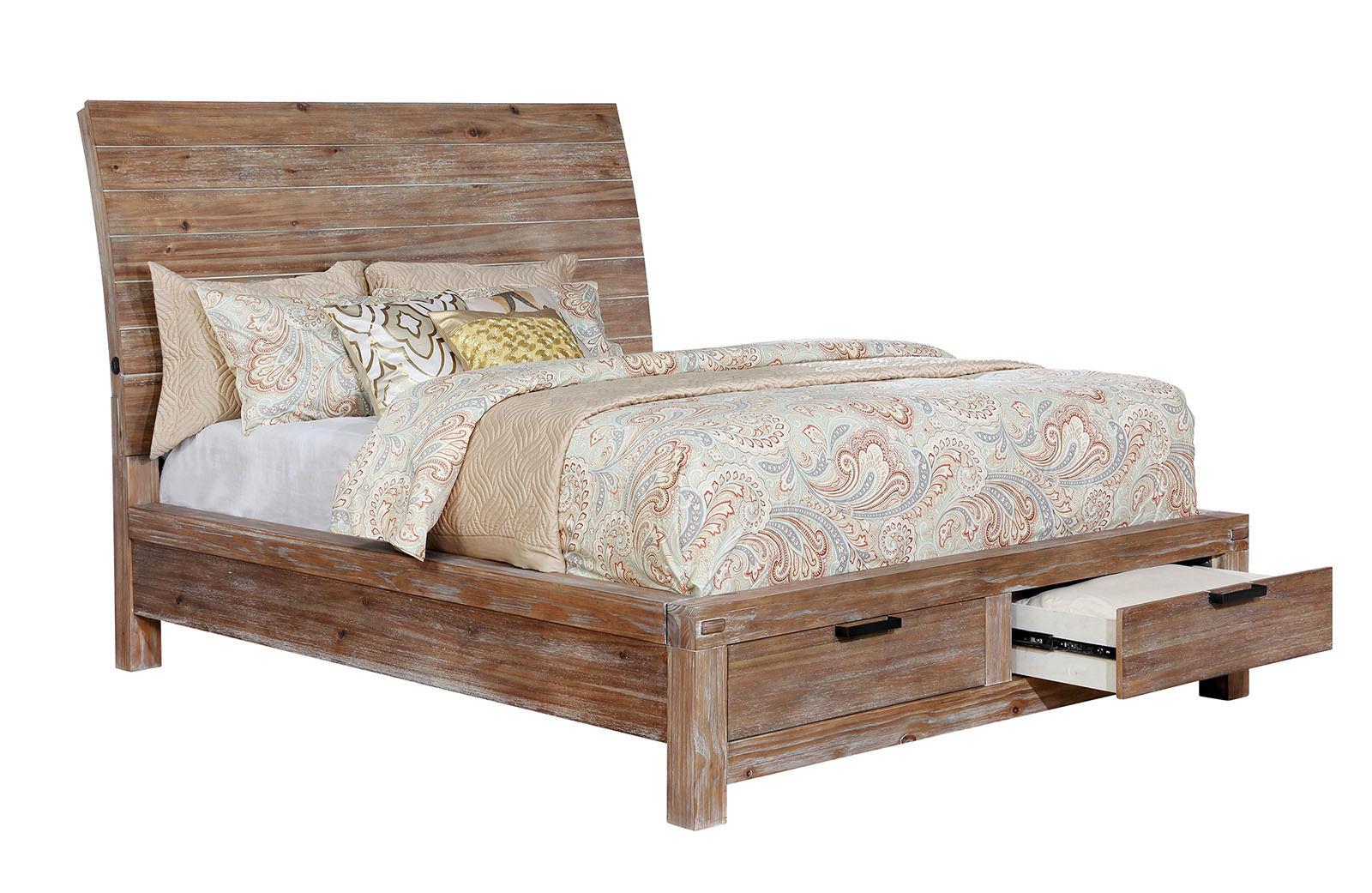

    
Rustic Weathered Light Oak Solid Wood CAL Bed Furniture of America CM7361 Dion

