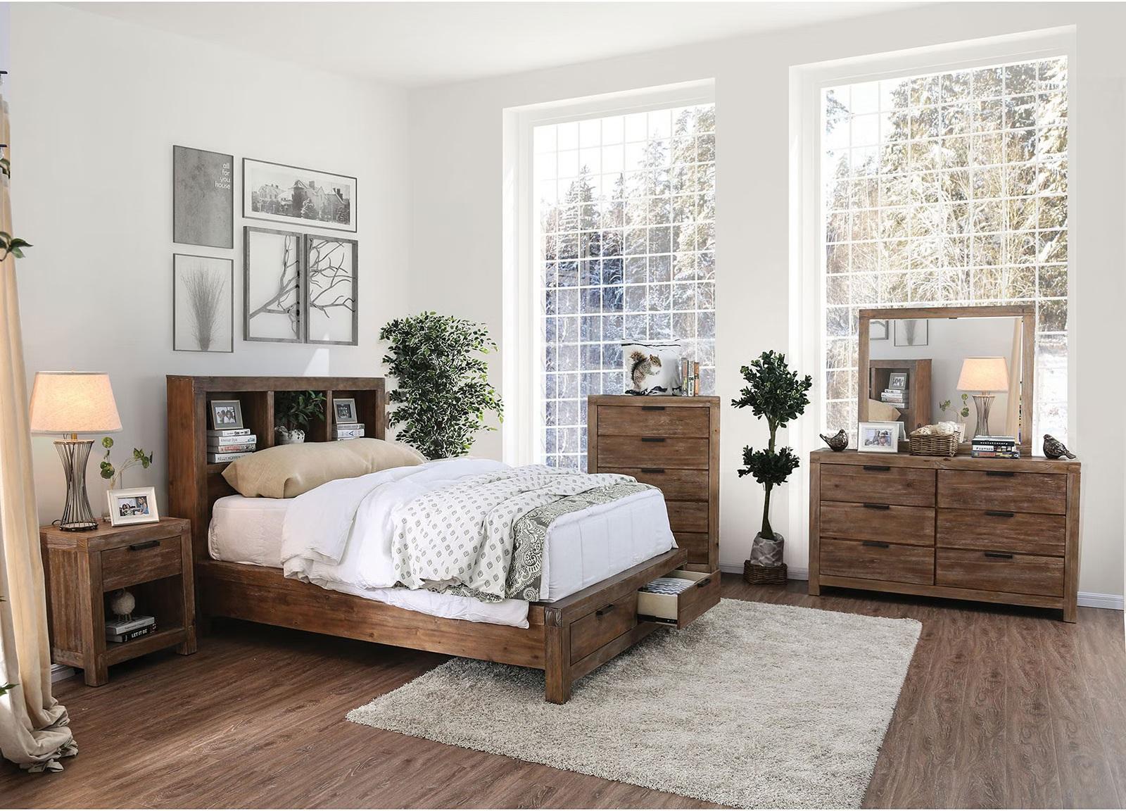 

    
Rustic Weathered Light Oak Solid Wood CAL Bedroom Set 5pcs Furniture of America CM7360BC Mcallen
