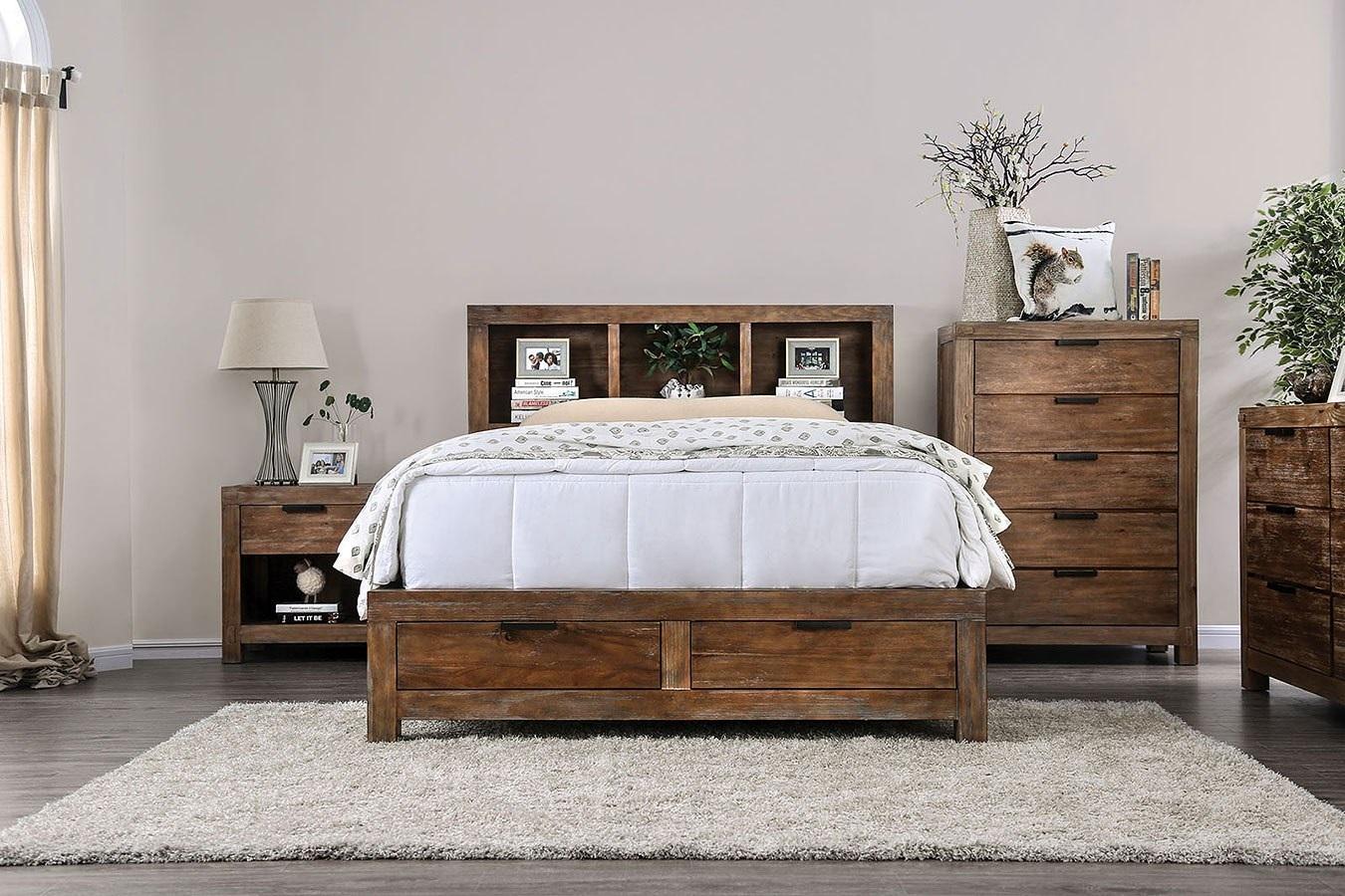 

    
 Order  Rustic Weathered Light Oak Solid Wood CAL Bedroom Set 6pcs Furniture of America CM7360BC Mcallen
