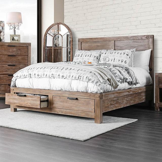 

    
Rustic Light Oak Solid Wood King Bed Furniture of America Wynton CM7360-EK
