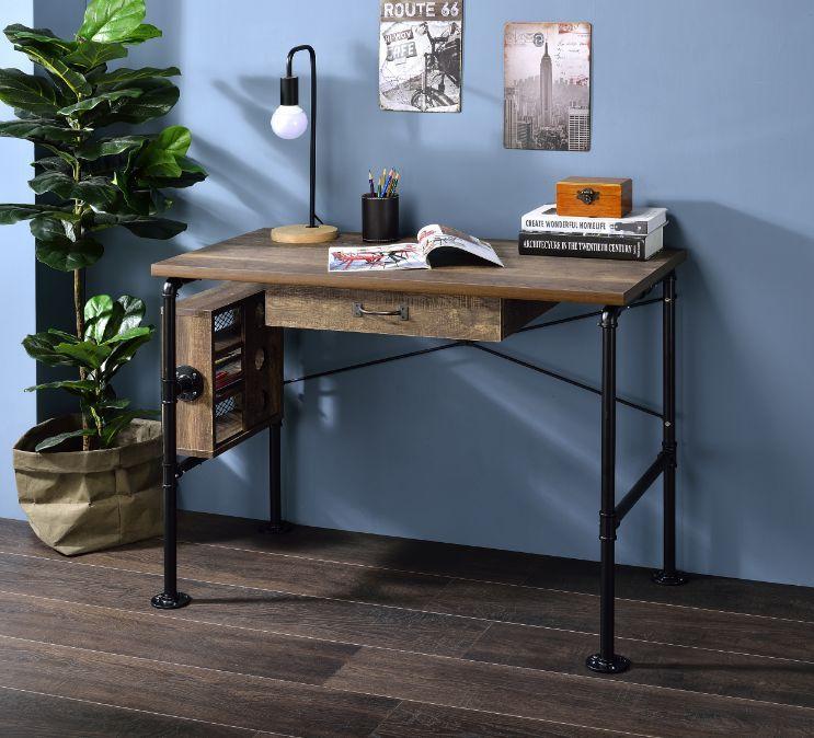 

    
Rustic Weathered Oak & Black Finish Writing Desk by Acme 92595 Endang
