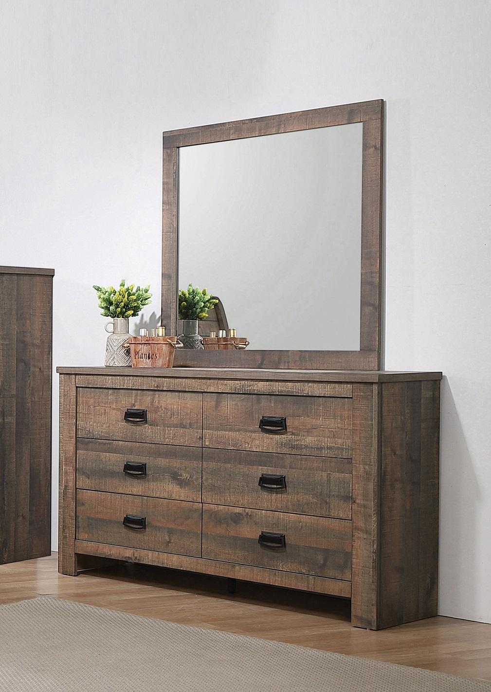 

    
Rustic Weathered Oak Finish Wood Dresser w/Mirror Coaster 222963 Frederick
