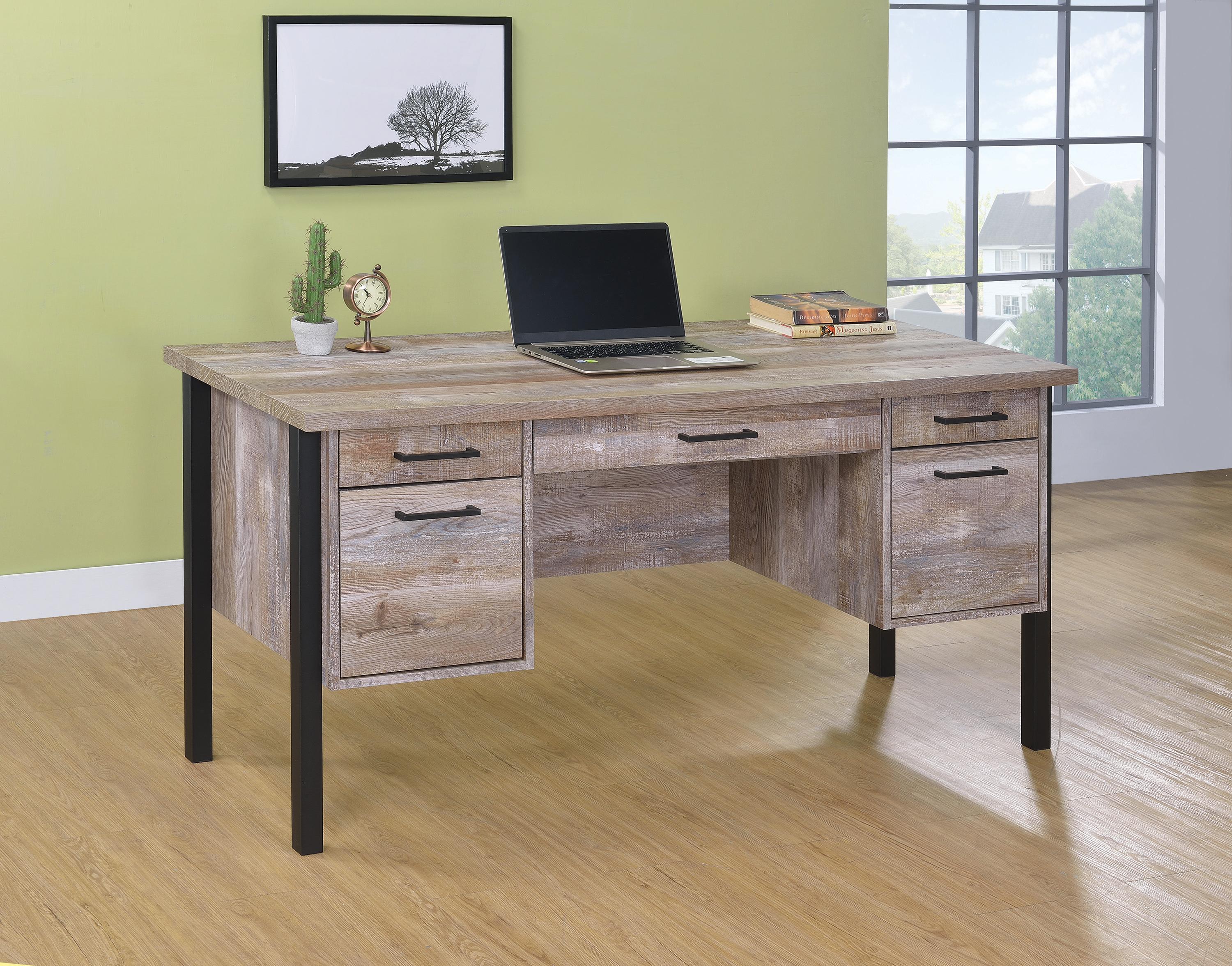 

    
801950 Rustic Weathered Oak Finish Wood Office Desk Coaster 801950 Samson
