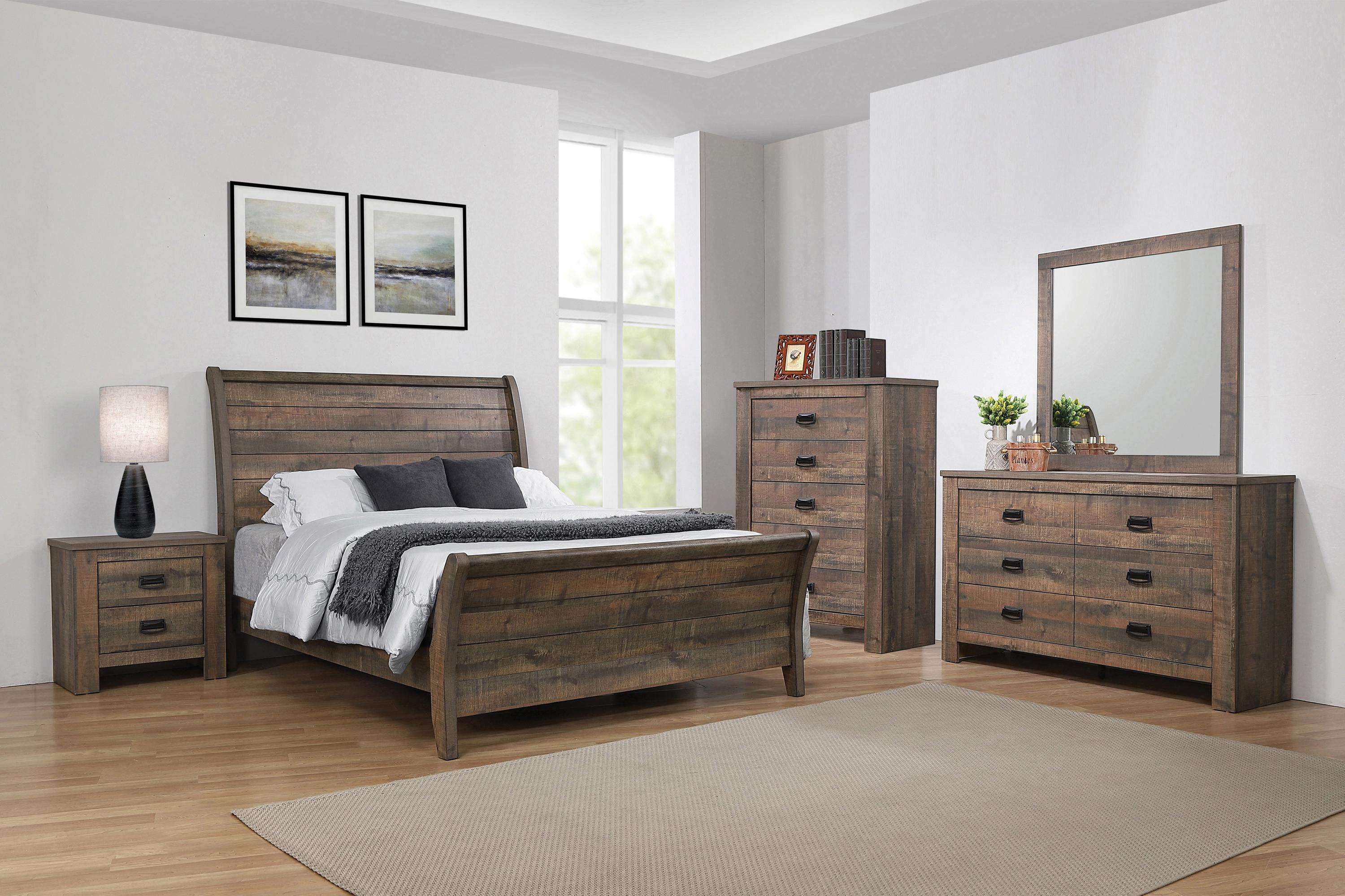 

    
Rustic Weathered Oak Finish Wood Queen Bed Coaster 222961Q Frederick
