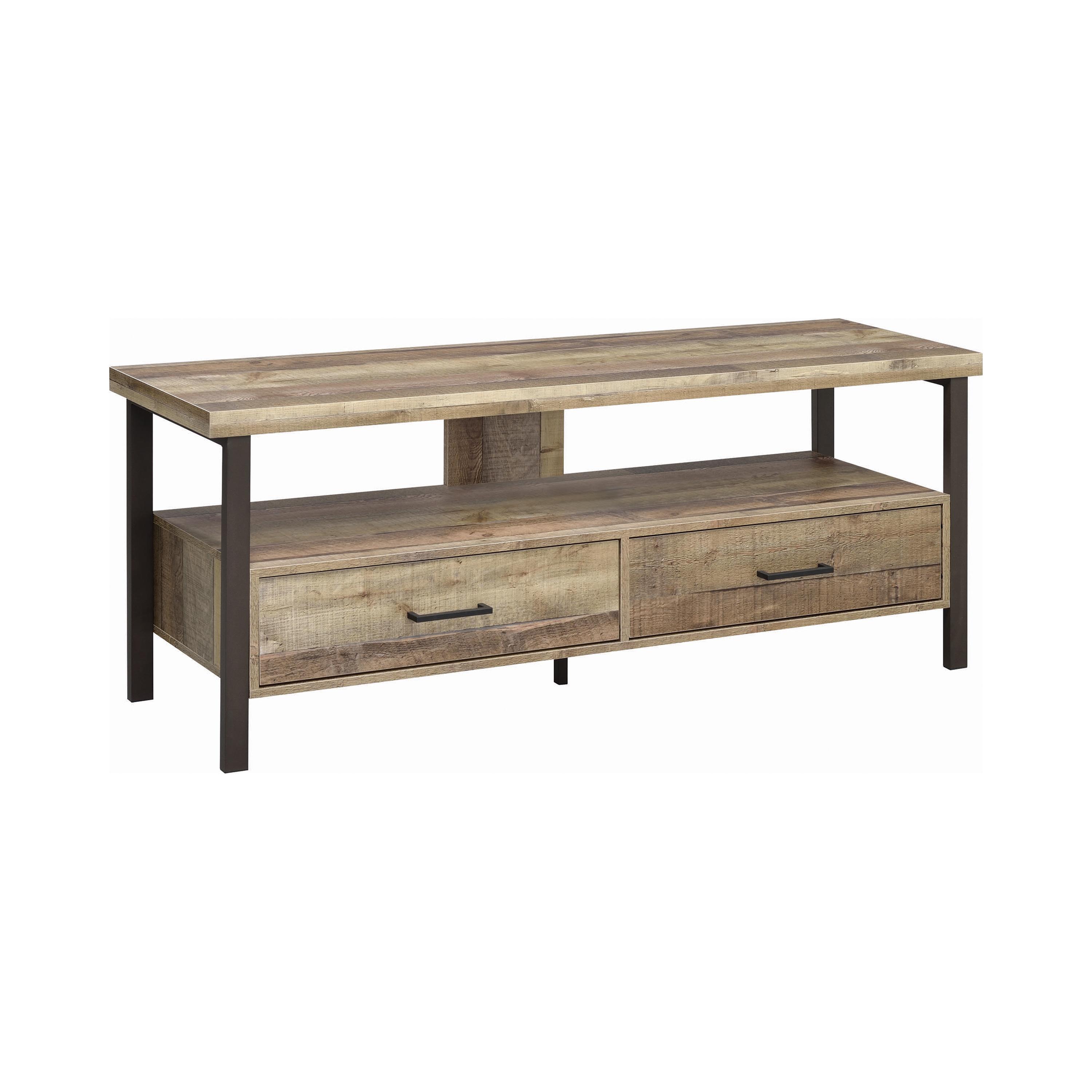 

    
Rustic Weathered Pine Wood 60" TV Console Coaster 721881
