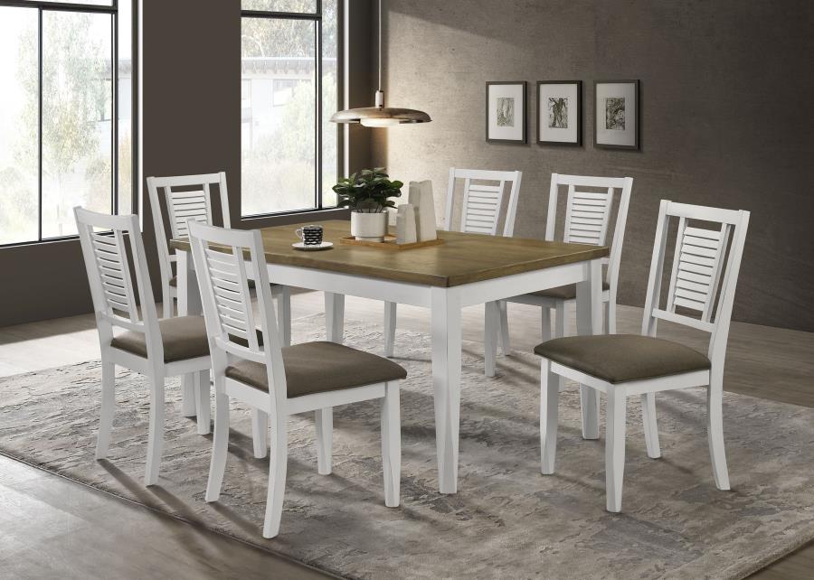 

    
Rustic White/Brown Wood Dining Table Set 7PCS Coaster Appleton 110411

