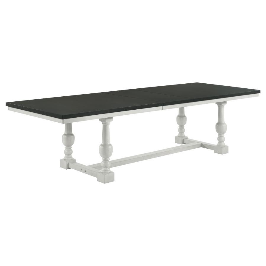

    
Coaster Aventine Dining Table 108241-T Dining Table Vintage White/Charcoal 108241-T
