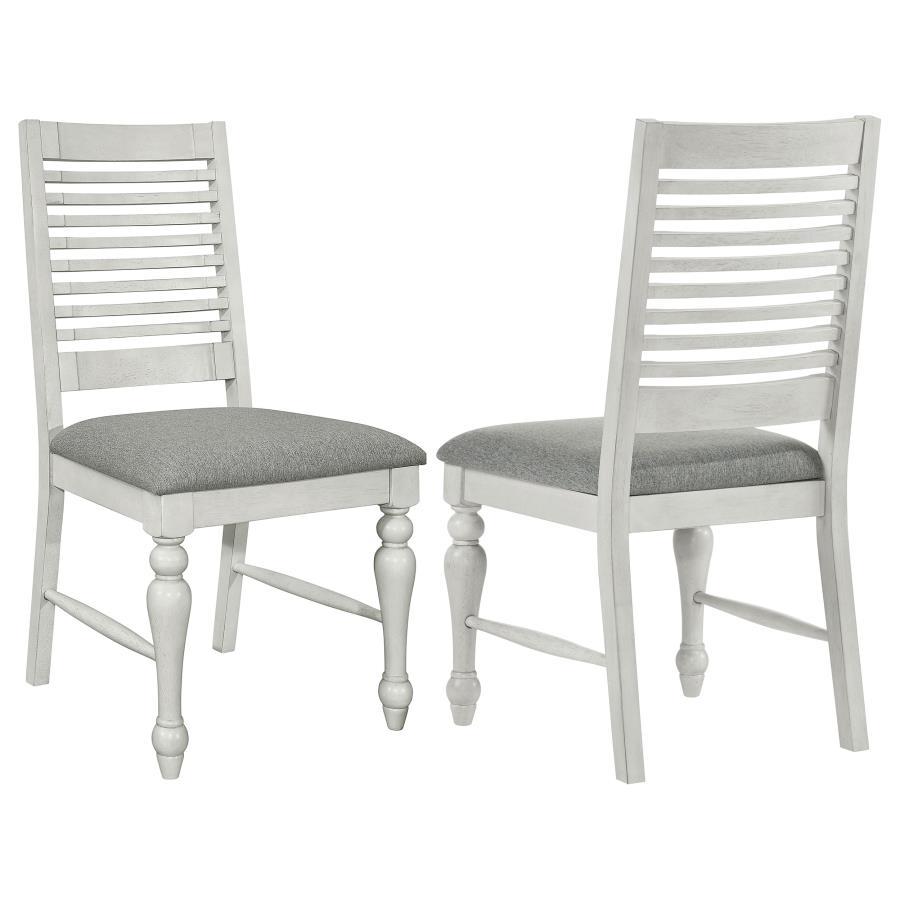 

    
Rustic White/Dark Grey Wood Side Chair Set 2PCS Coaster Aventine 108242
