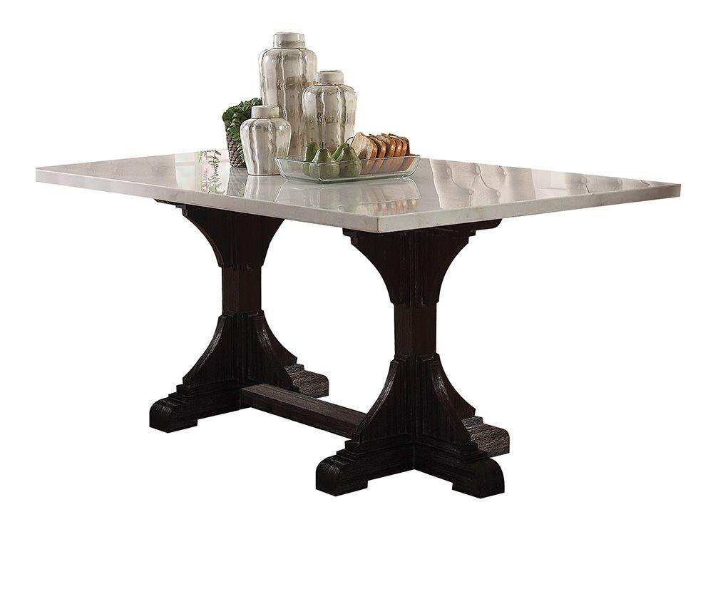 

    
Rustic White Marble & Espresso Dining Table by Acme Gerardo 60180-7pcs
