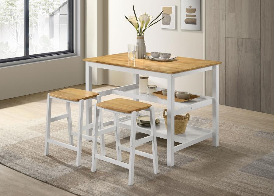 

    
Rustic White/Natural Wood Counter Height Dining Set 3PCS Coaster Hollis 122246B1
