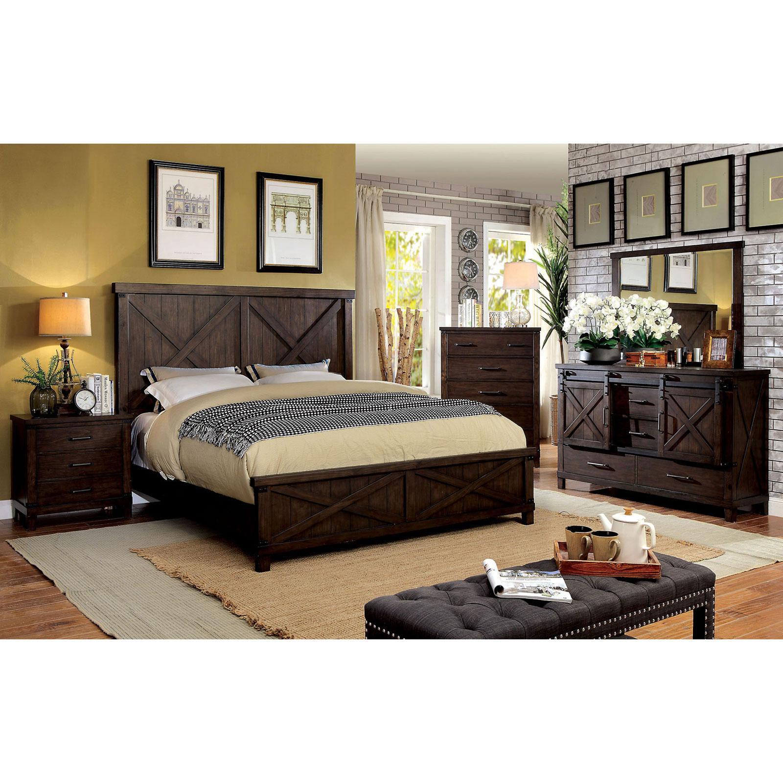 

    
Rustic Wood CAL King Bedroom Set 5 Pcs in Brown Bianca by Furniture of America
