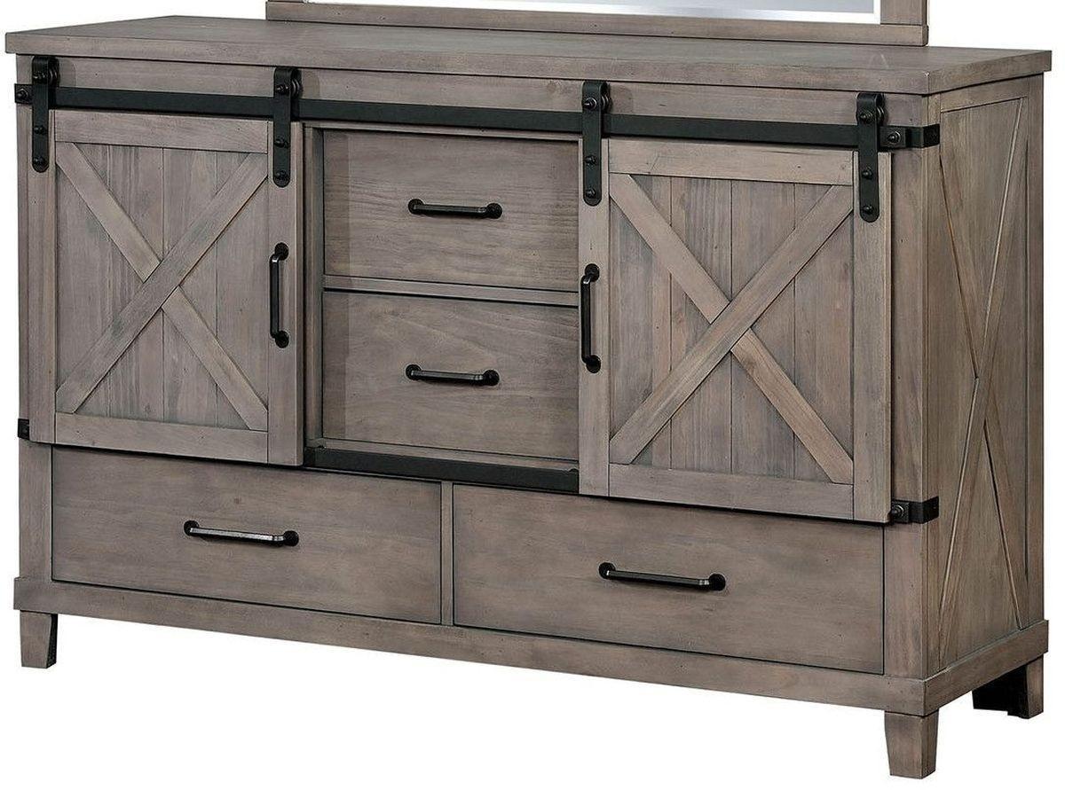 

    
CM7734GY-CK-5PC-CHEST Rustic Wood CAL King Bedroom Set 5 w/Chest in Gray Bianca by Furniture of America
