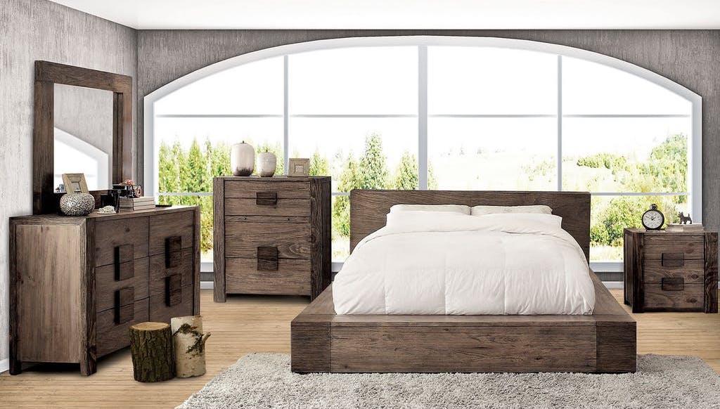 

        
Furniture of America Janeiro Platform Bed Brown Matte Lacquer 00847289015918
