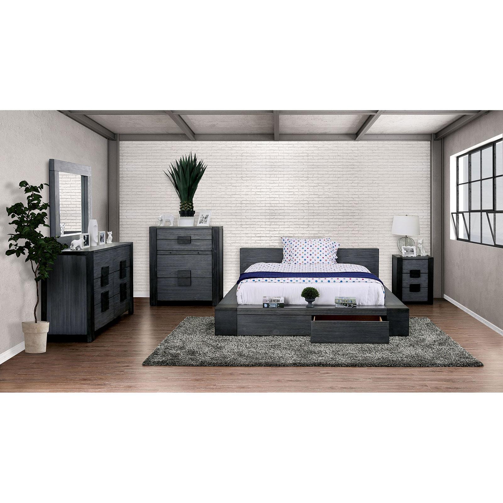 

    
Furniture of America Janeiro Storage Bed Gray CM7629GY-CK-BED
