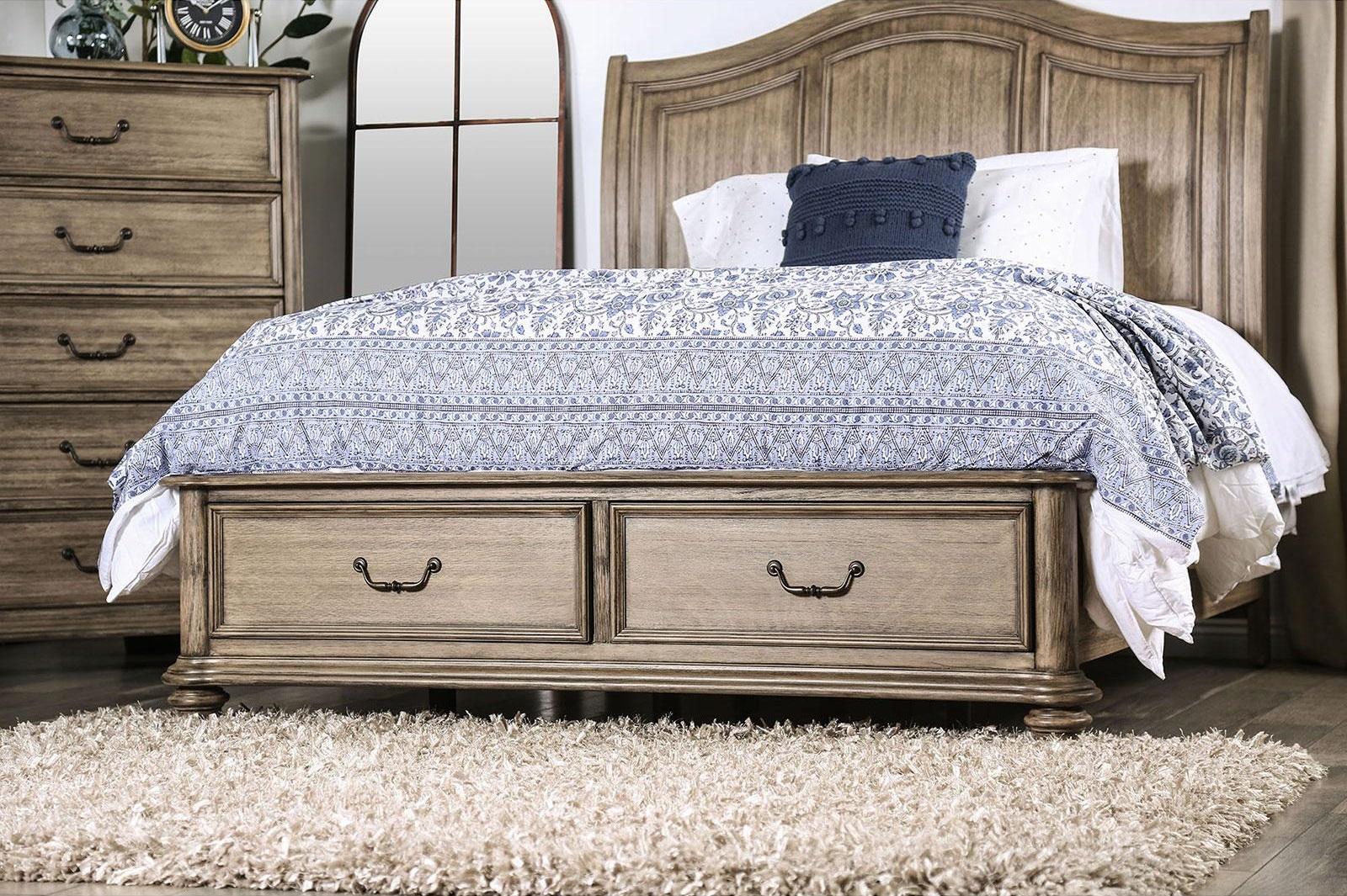 

    
Natural Queen Storage Bed BELGRADE CM7613-Q Furniture of America Rustic
