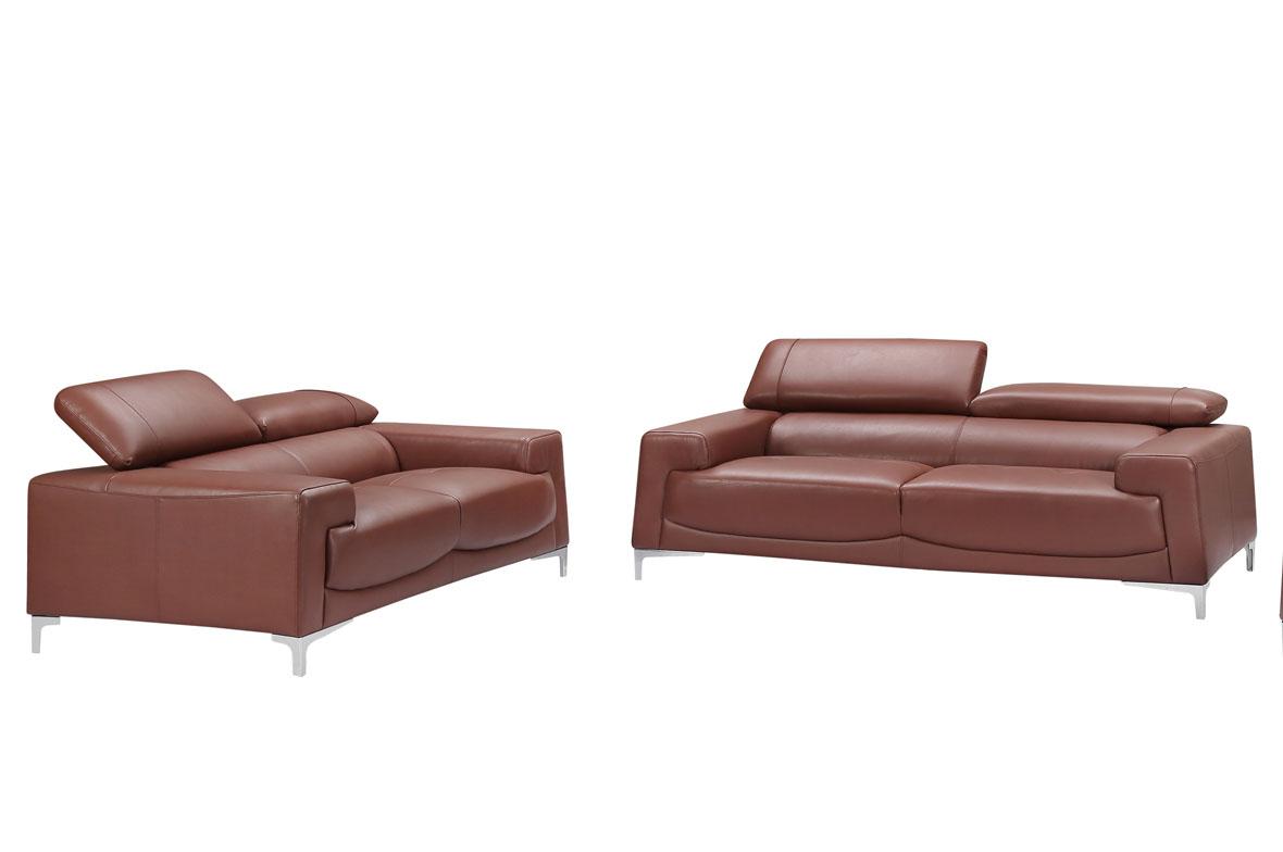 Modern Sofa and Loveseat Set LH2062-S/L LH2062-Sofa Set-2 in Brown Top grain leather