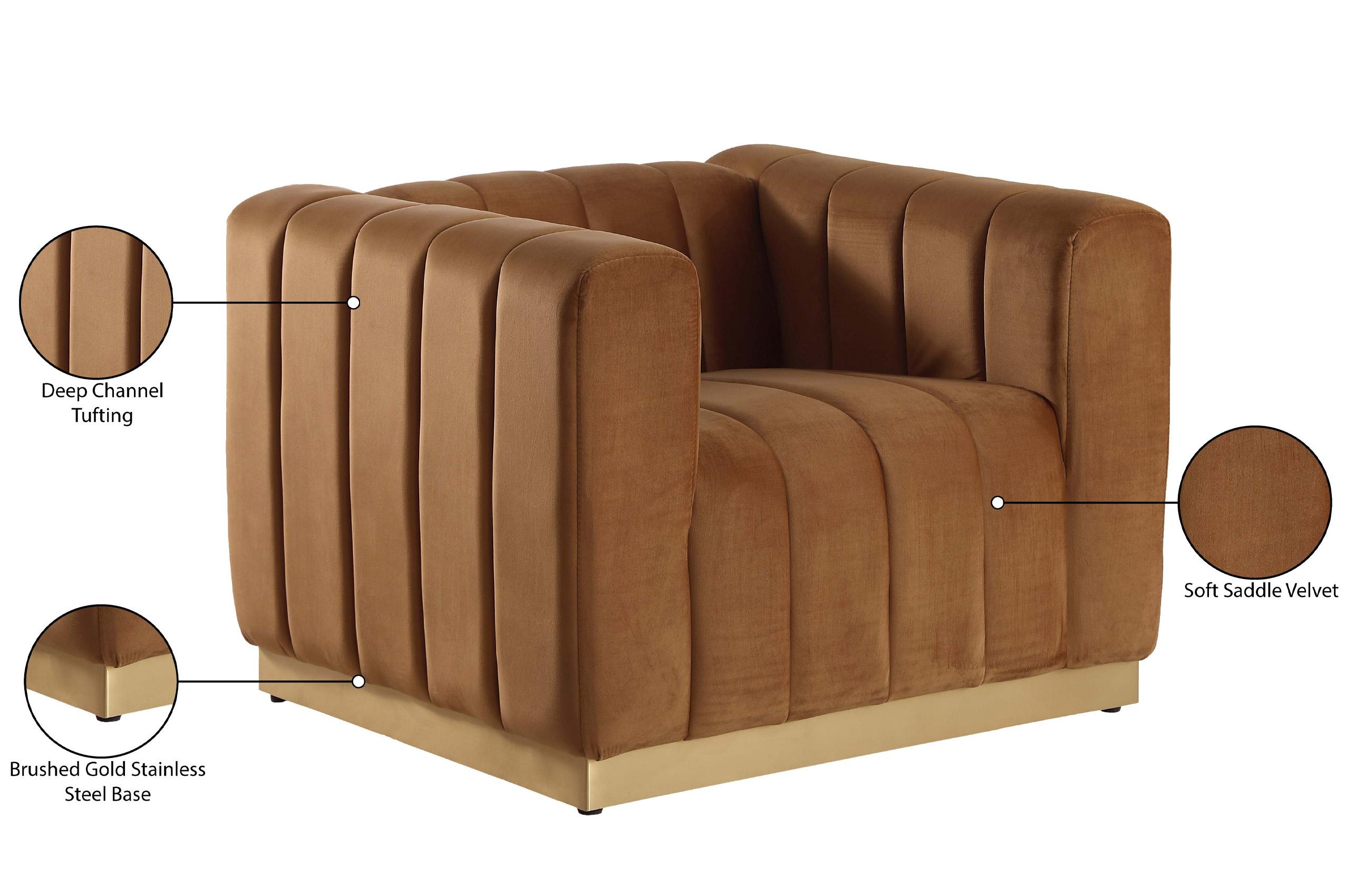 

        
Meridian Furniture MARLON 603Saddle-C Arm Chair Saddle/Gold Velvet 094308283388
