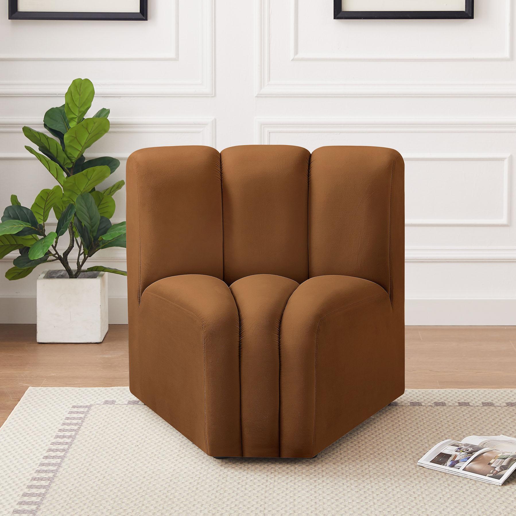 

    
Saddle Velvet Channel Tufted Corner Chair ARC 103Saddle-CC Meridian Modern
