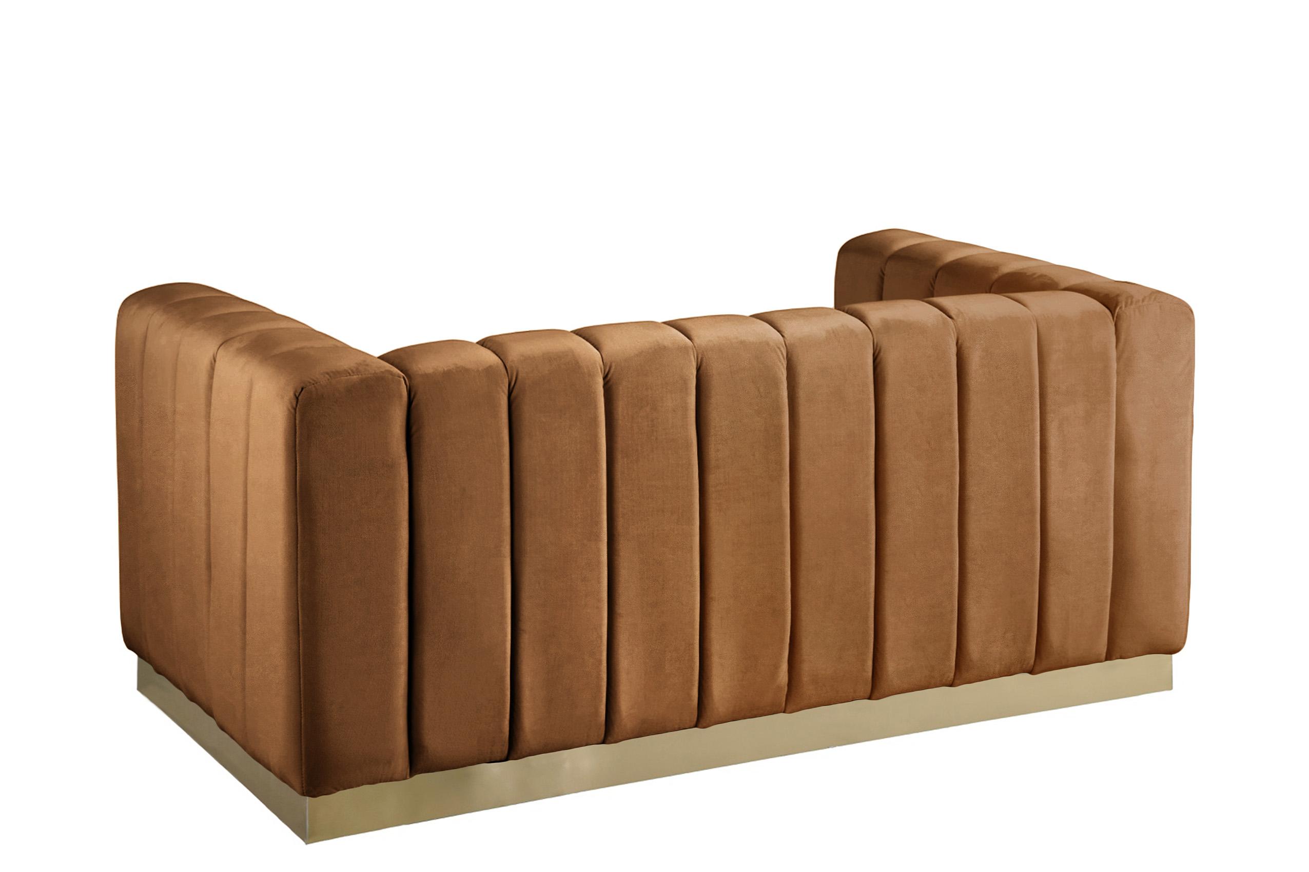 

    
 Shop  Saddle Velvet Channel Tufted Sofa Set 2Pcs MARLON 603Saddle-S Meridian Modern
