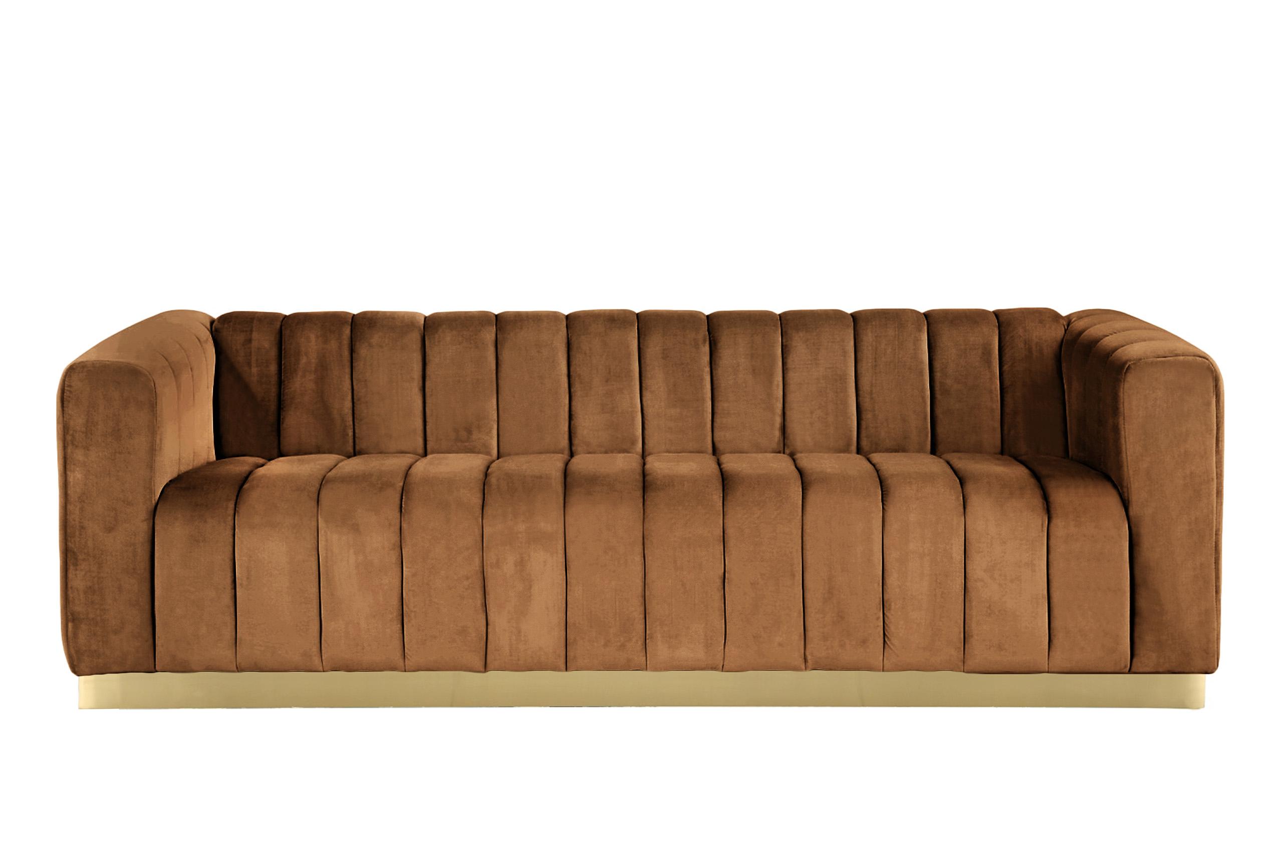 

    
 Order  Saddle Velvet Channel Tufted Sofa Set 3Pcs MARLON 603Saddle-S Meridian Modern
