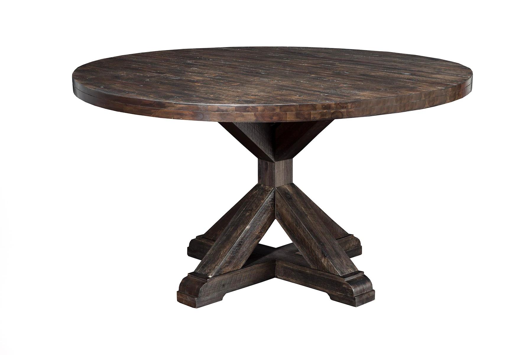 

    
Salvaged Grey Round Dining Table Set 6 Pcs NEWBERRY ALPINE Traditional
