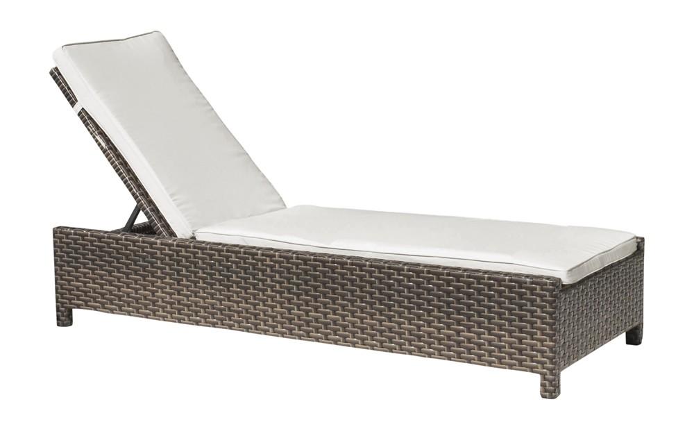 Contemporary Outdoor Chaise Lounger Samoa 901-1348-ATQ-CL in Antique, Java, Brown 