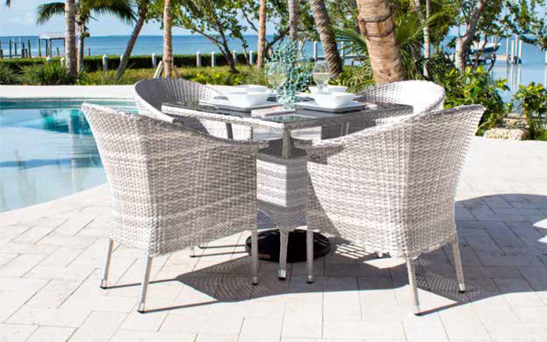 

    
Santorini 5 PC Outdoor Dining Set w/Glass Top 895-1130-WW-5DA  Pelican Reef
