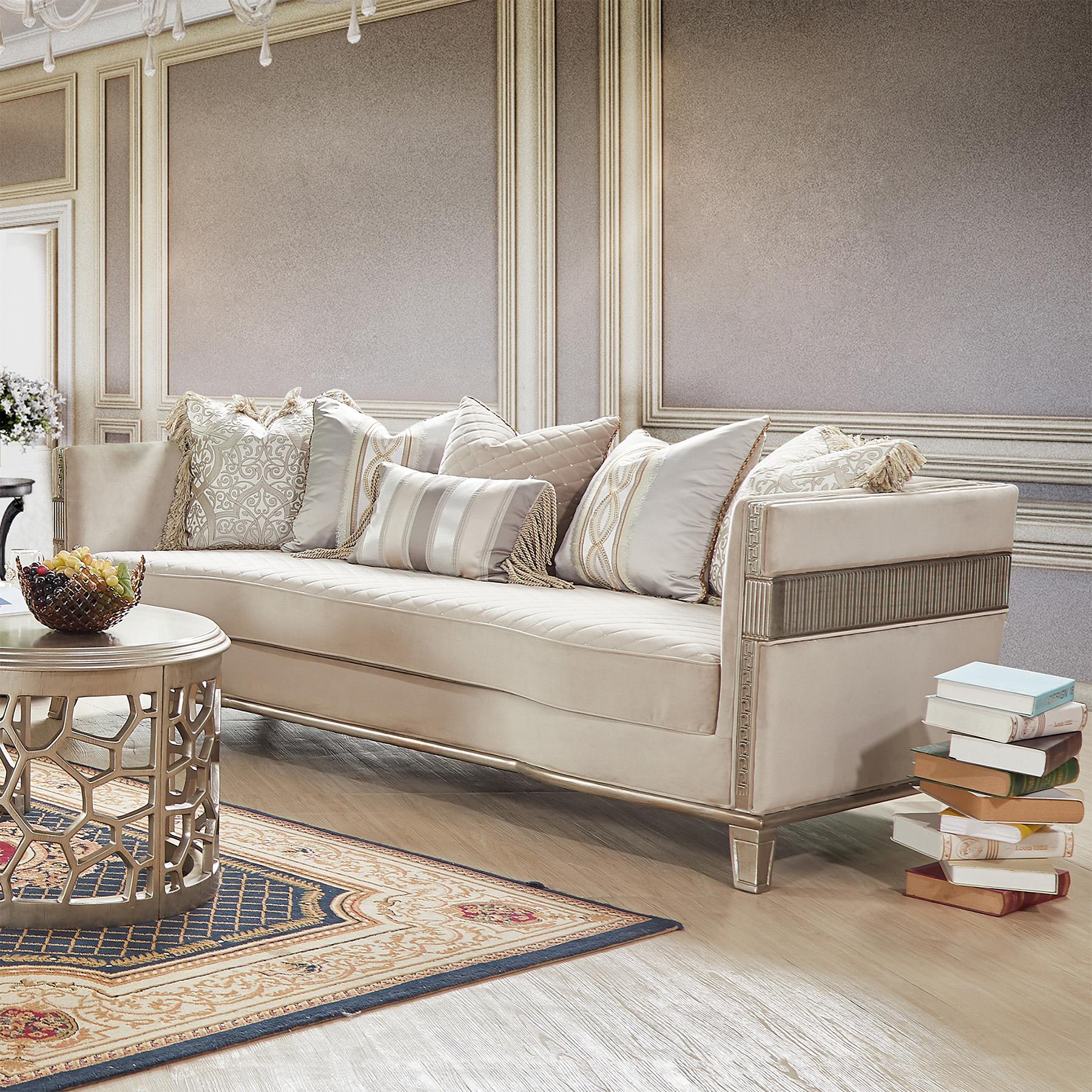 

    
Satin Beige Fabric Sofa Set 2Pcs Traditional Homey Design HD-20301
