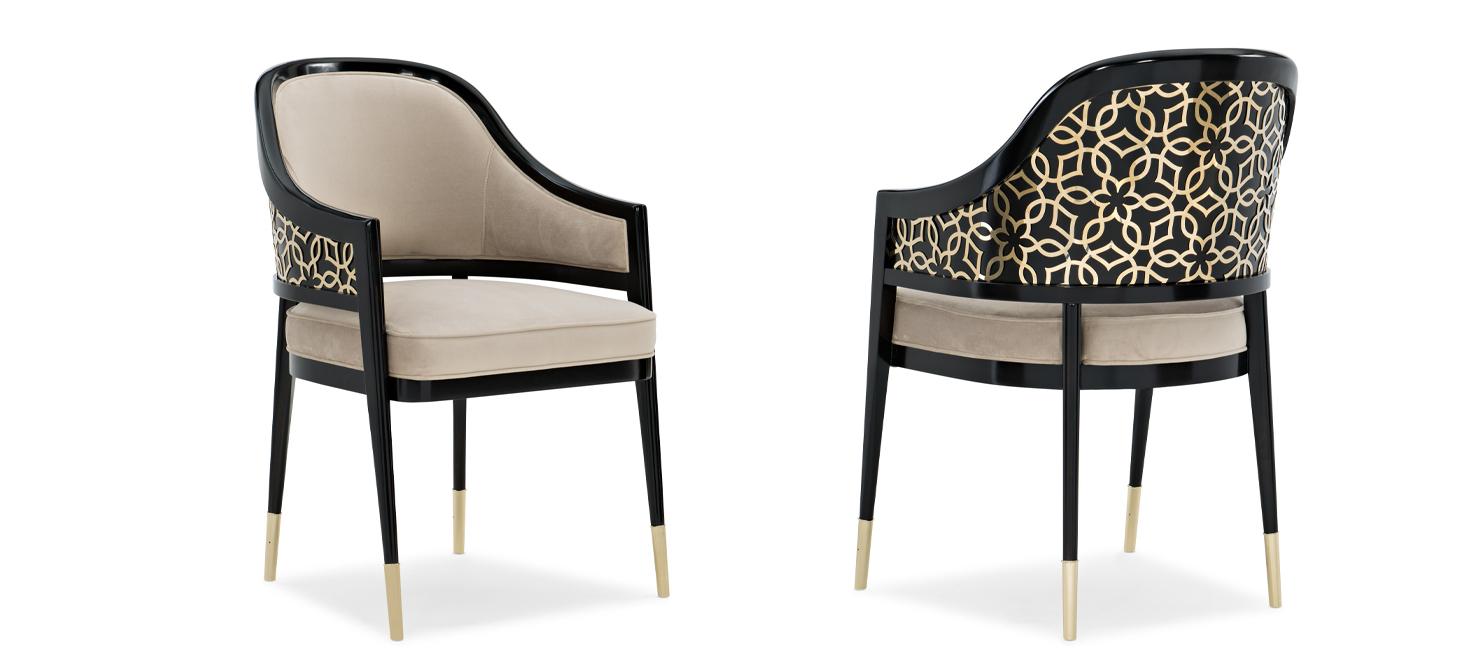 

    
Satin Ebony Metal Gril Arabesque Pattern Chairs Set 2Pcs CLUB MEMBER AT THE TABLE by Caracole

