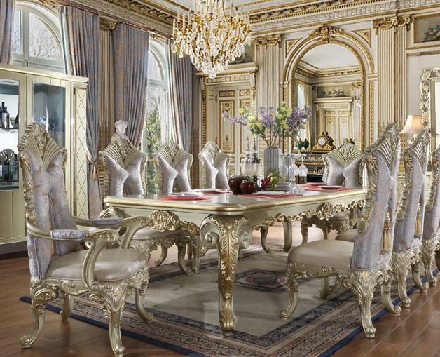 

    
Homey Design Furniture HD-8092 Dining Table Set Silver/Gold HD-9PC8092DT
