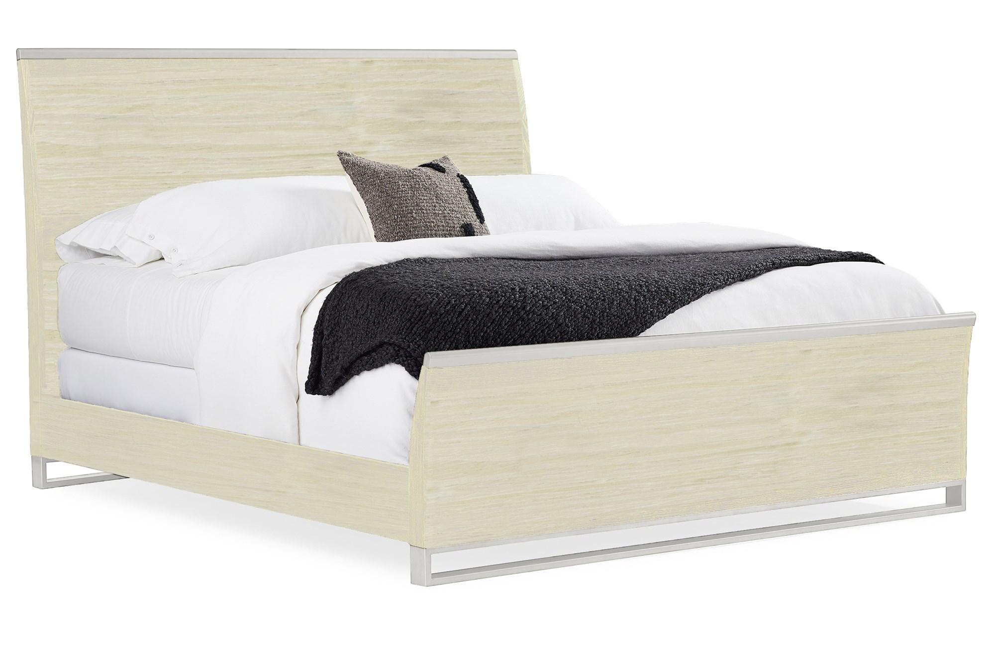 

    
Sea Pearl Finish & Metallic Silver Frame King Size REMIX WOOD BED by Caracole
