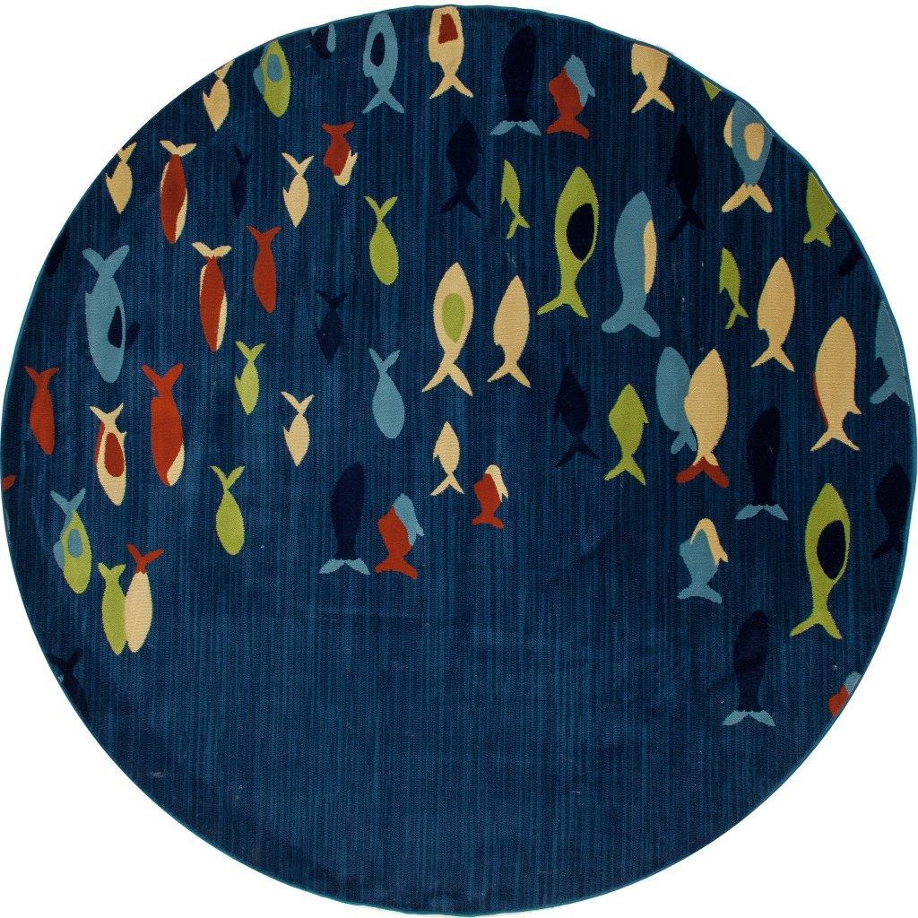 

    
Searcy Fish School Navy blue 5 ft. 3 in. Round Area Rug by Art Carpet
