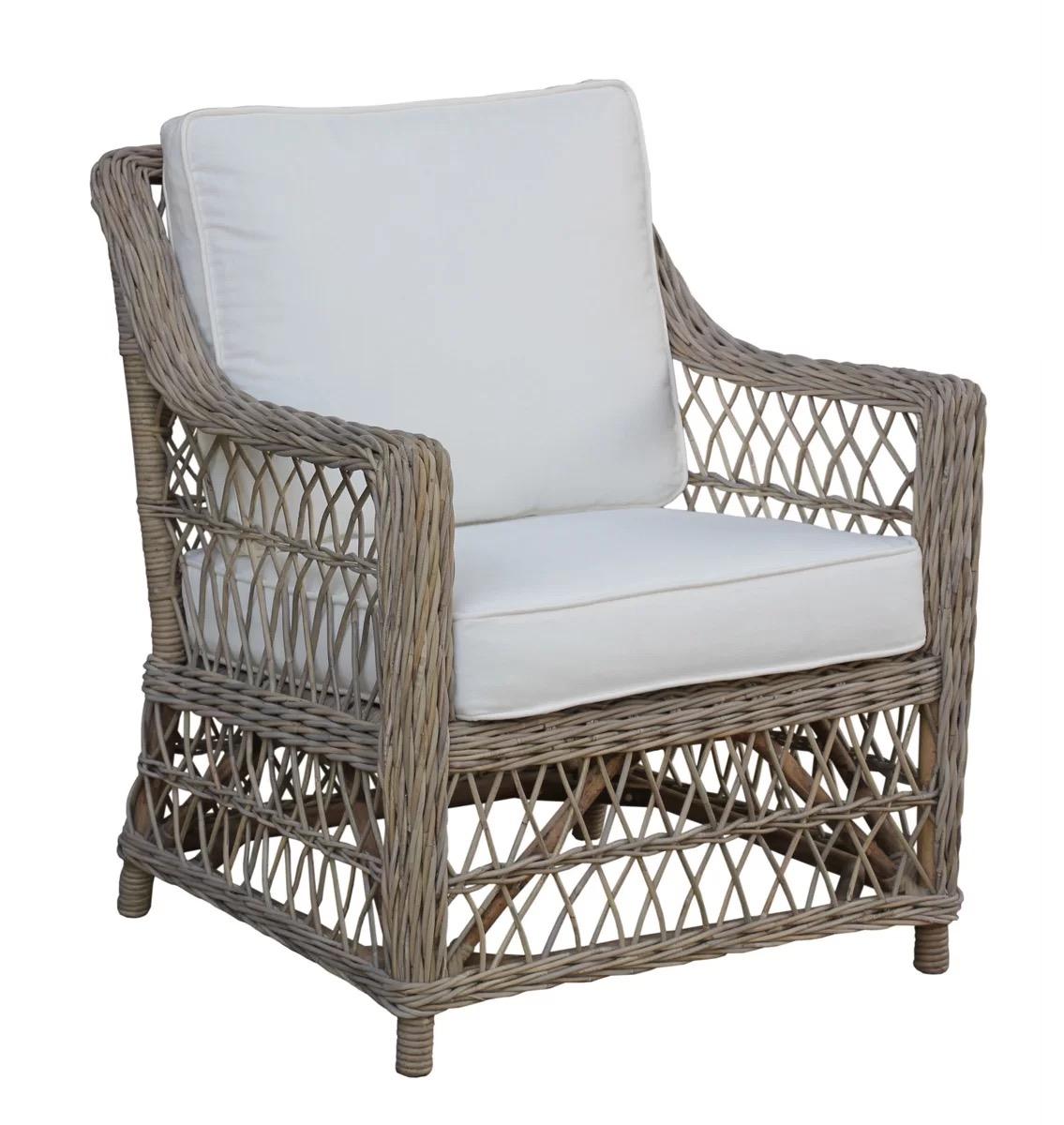 Classic Outdoor Chair Seaside PJS-1201-KBU-LC in Gray, Beige Fabric