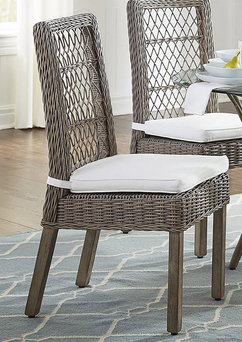Classic Outdoor Side Chair Seaside PJS-1201-KBU-SC in Gray, Beige Fabric