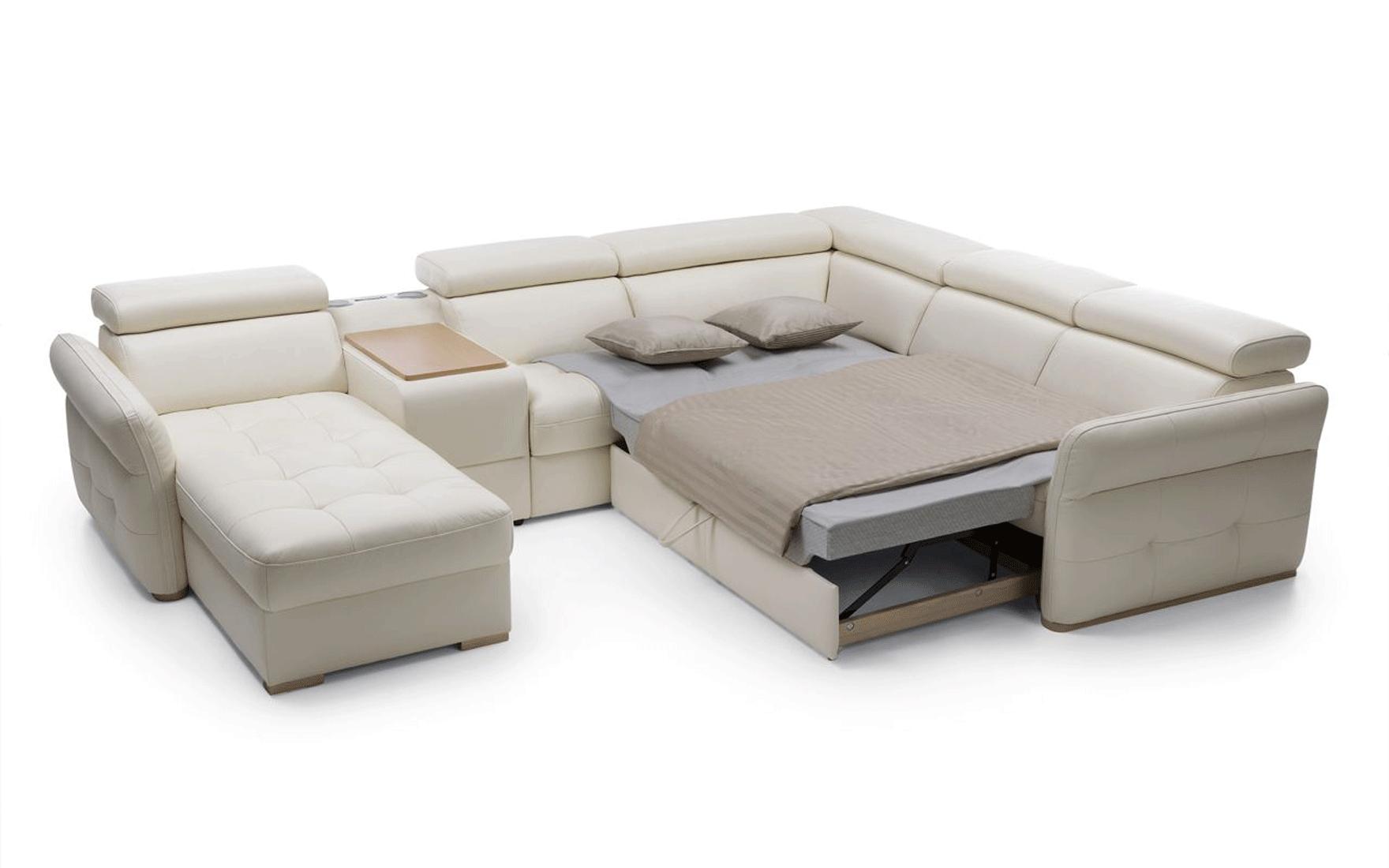 

    
Sectional Sofa LHC w/Bed & Storage, Power Beige Leather Modern ESF Massimo
