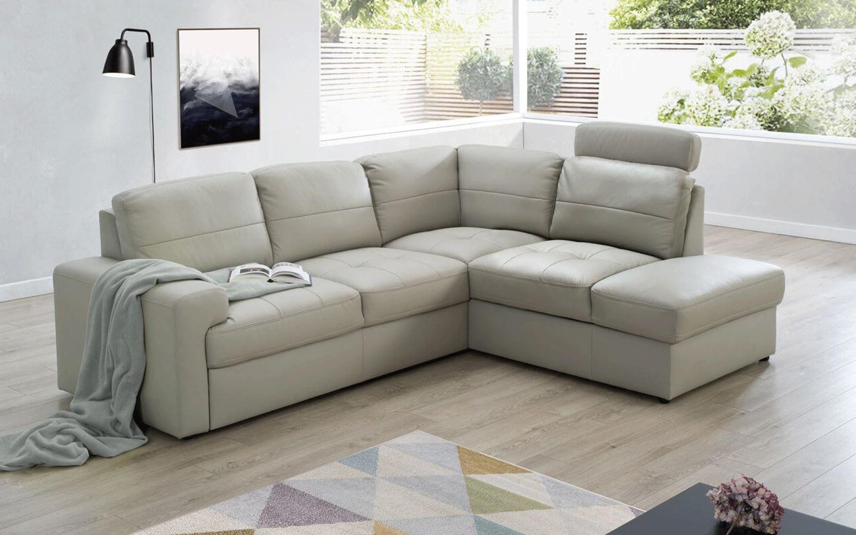 Contemporary Sectional Sofa Bed Ella ELLA-SEC in Beige Leather