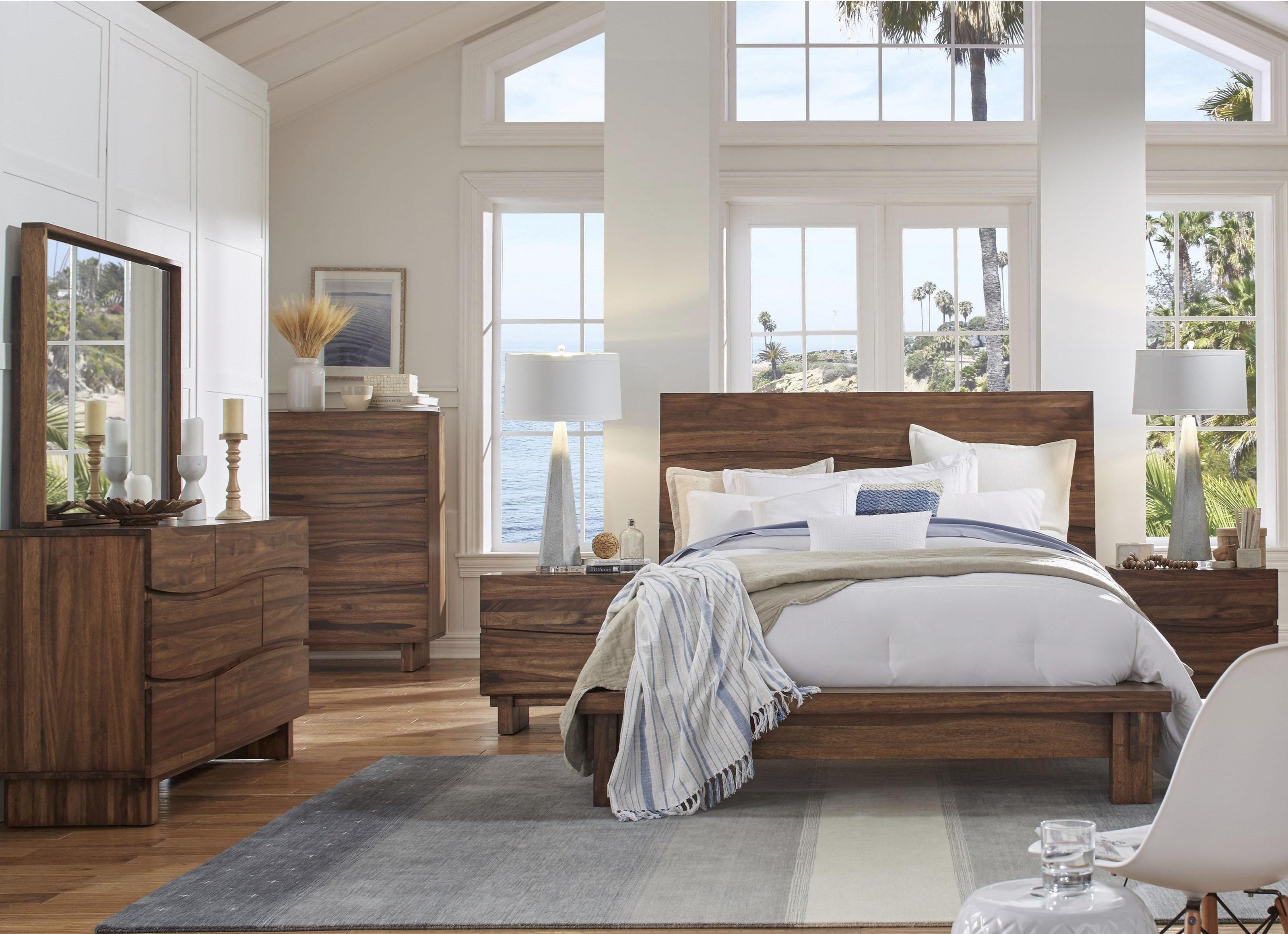 

    
Sengon Tekik Wood Natural Finish King Platform Bedroom Set 5Pcs OCEAN by Modus Furniture

