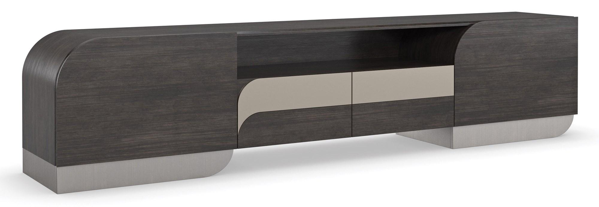 

    
Sepia & Smoked Stainless Steel Paint LA MODA MEDIA CONSOLE by Caracole
